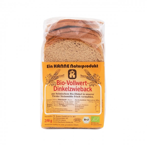 Kanne Bio-Vollwert-Dinkel-Zwieback 250 g